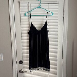 Honey Punch Black Mini Dress with Lace Trim